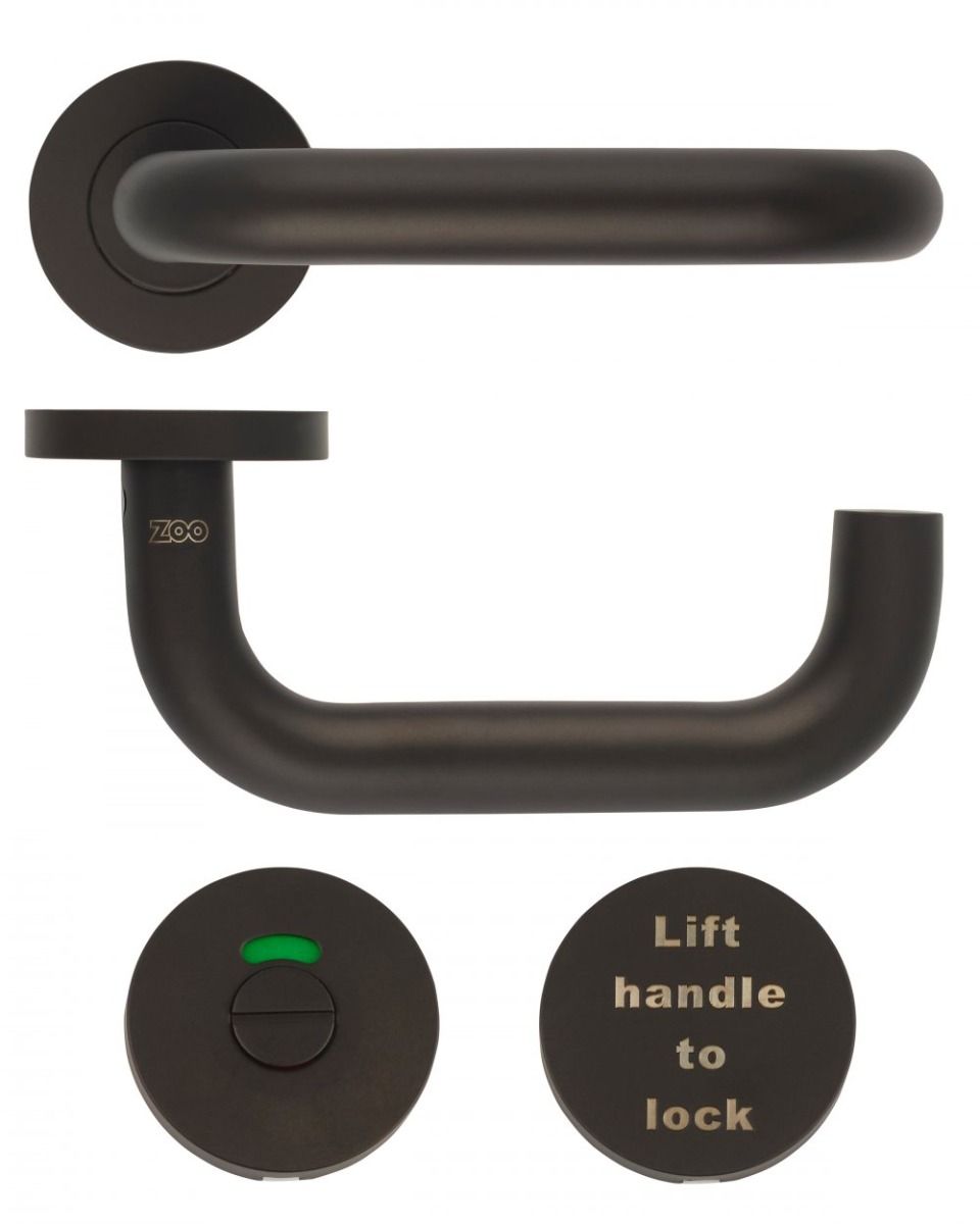 Zoo Hardware ZCS030LL-PCB 19mm Lift to Lock Tubular Return to Door Door Handle set -Push On Rose - Grade 304 - PCB Powder Coated Black