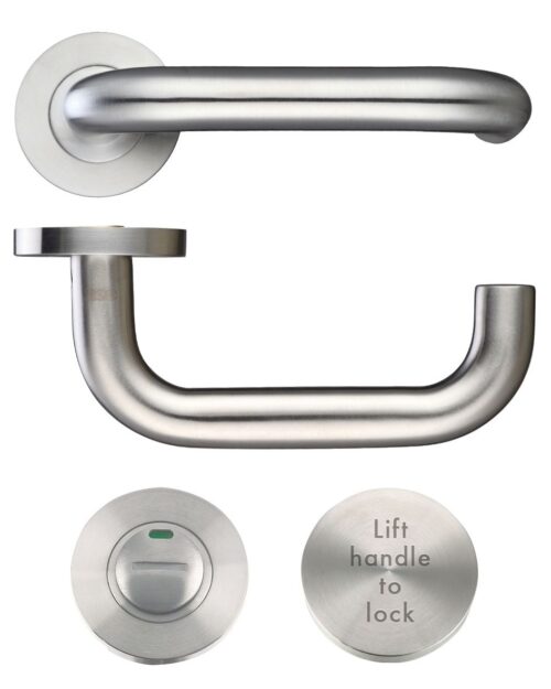 Zoo Hardware Lift To lock Kit Complete with Door Handle Set and Din Lock 60mm ZCS030LLSS-ZDL7260LLSS