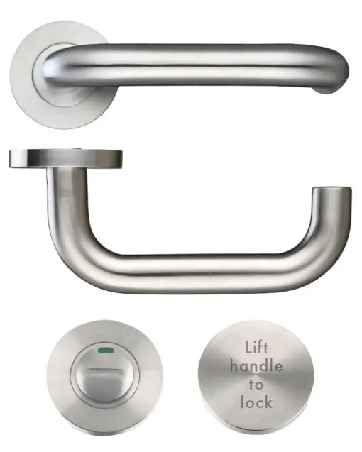 Zoo Hardware Lift To lock Kit Complete with Door Handle Set and Din Lock 60mm ZCS030LLSS-ZDL7260LLSS