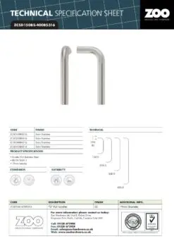 Zoo Hardware 19mm X 300mm Back To Back Pull Handle Set (With Grub Screws)- Rosso - PVD Satin Brass ZCSD300-GS-PVDSB