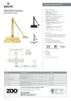 Zoo Hardware Size 3 Door Closer - Gold - Complete with Fig 66 Bracket ZDC003-GE