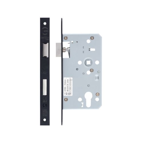 Zoo Hardware Mortice Escape Sashlock - 72mm Centres, 60mm Backset - Square Forend, Powder Coated Black ZDL7260ESC-S-PCB