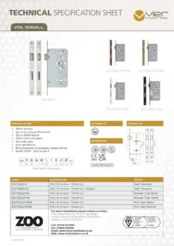 Zoo Hardware ZDL7260LL-PCB DIN lift To Lock - 72mm c/c 1 Pc Forend Square Powder Coated Black
