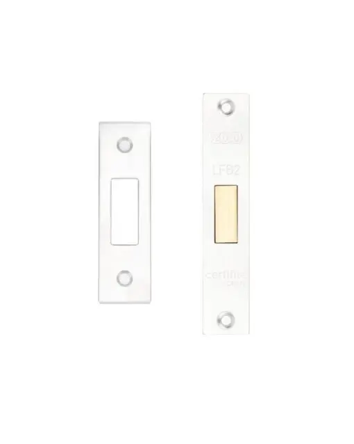Zoo Hardware FB2 London Fire Brigade Lock Square Forend and Strike, c/w Escutcheons CE/UKCA/CERTIFIRE Satin Stainless Steel
