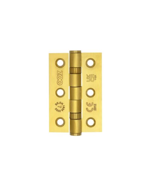 Zoo Hardware Door Hinges Stainless Steel Ball Bearing Grade 7 Certifire UKCA/CE 76mm Favo Satin Brass