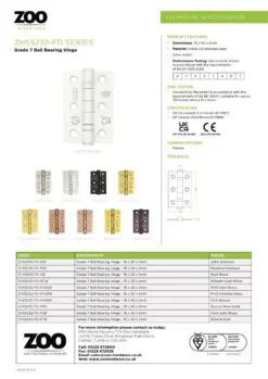 Zoo Hardware Door Hinges Stainless Steel Ball Bearing Grade 7 Certifire UKCA/CE 76mm Powder Coat White