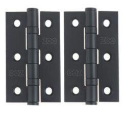 Zoo Hardware ZHSS232-MB Hinges - Ball Bearing 76mm x 50mm x 2mm Square Corner - Matt Black