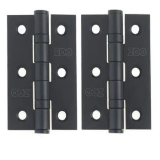 Zoo Hardware ZHSS232-MB Hinges - Ball Bearing 76mm x 50mm x 2mm Square Corner - Matt Black