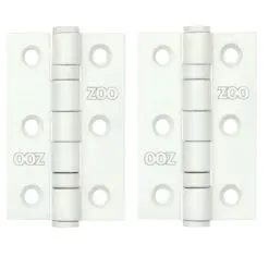Zoo Hardware ZHSS232-PCW Hinges - Ball Bearing 76mm x 50mm x 2mm Square Corner - Powder Coated White