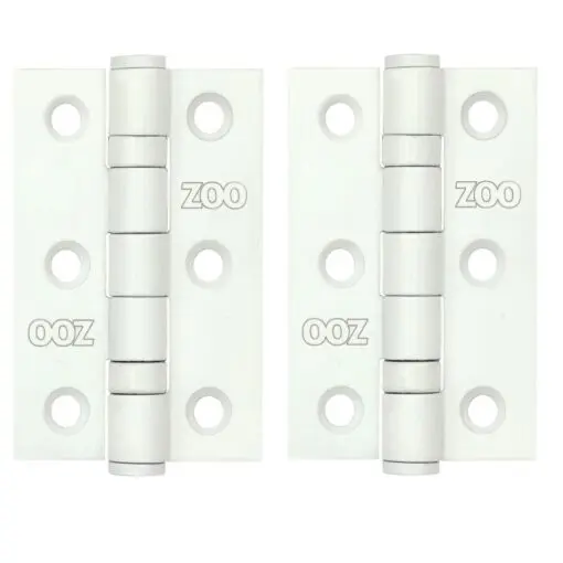 Zoo Hardware ZHSS232-PCW Hinges - Ball Bearing 76mm x 50mm x 2mm Square Corner - Powder Coated White
