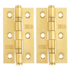 Zoo Hardware ZHSS232-PVDSB Hinges - Ball Bearing 76mm x 50mm x 2mm Square Corner -PVD Satin Brass