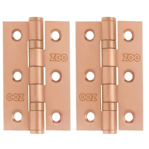 Zoo Hardware ZHSS232-TRG Hinges - Ball Bearing 76mm x 50mm x 2mm Square Corner - Tuscan Rose Gold