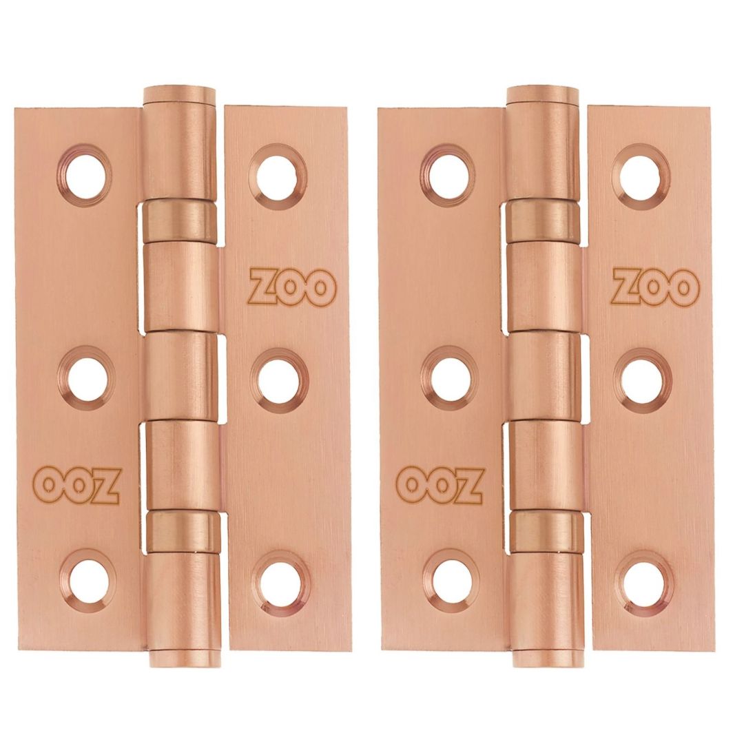 Zoo Hardware ZHSS232-TRG Hinges - Ball Bearing 76mm x 50mm x 2mm Square Corner - Tuscan Rose Gold