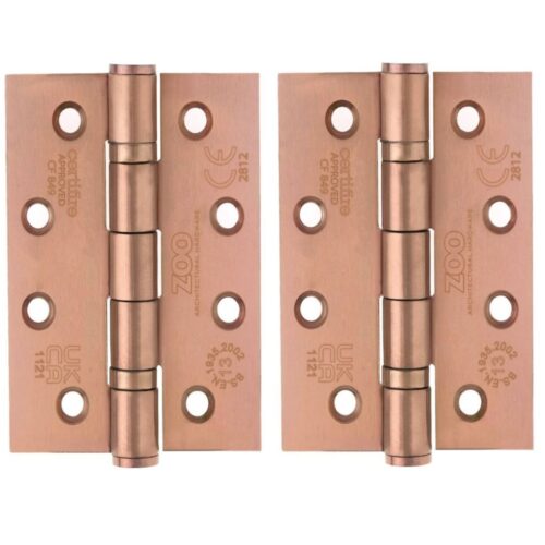 Zoo Hardware ZHSS243-PVDBZ Grade 13 Hinges - Ball Bearing 102mm x 76mm x 3mm Square Corner - PVD Bronze