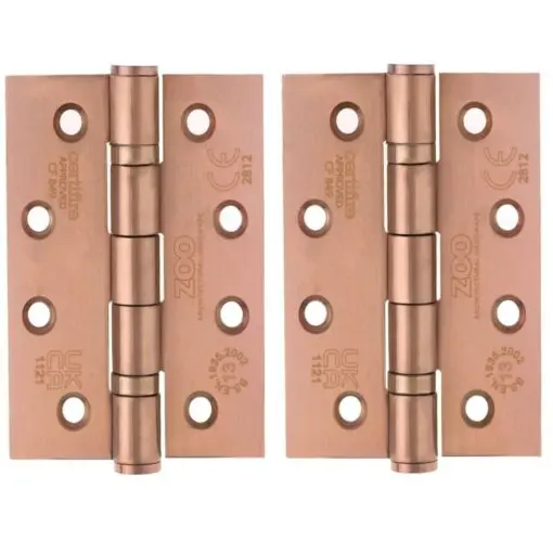 Zoo Hardware ZHSS243-PVDBZ Grade 13 Hinges - Ball Bearing 102mm x 76mm x 3mm Square Corner - PVD Bronze