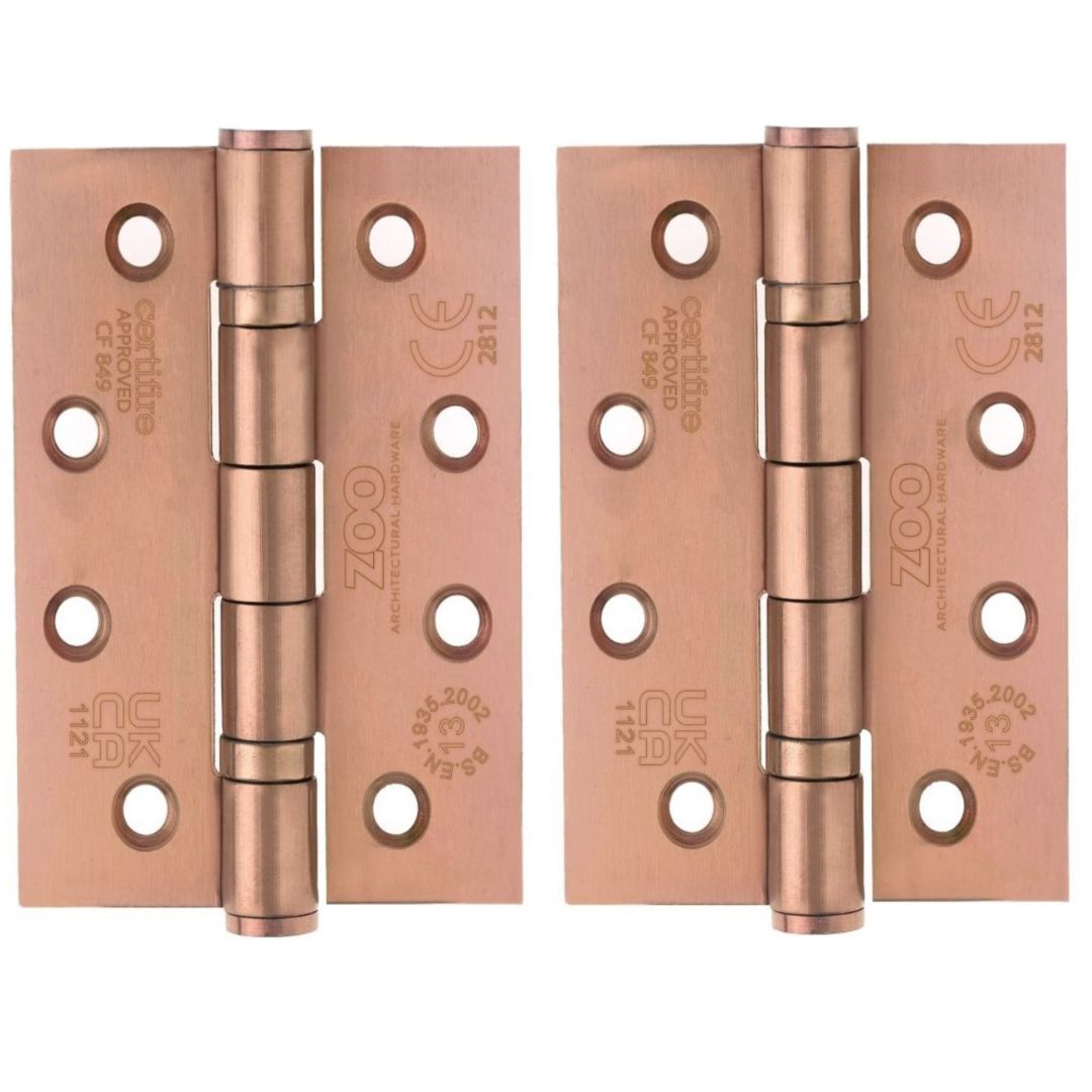 Zoo Hardware ZHSS243-PVDBZ Grade 13 Hinges - Ball Bearing 102mm x 76mm x 3mm Square Corner - PVD Bronze