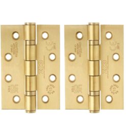 Zoo Hardware ZHSS243-PVDSB Grade 13 Hinges - Ball Bearing 102mm x 76mm x 3mm Square Corner - PVD Satin Brass