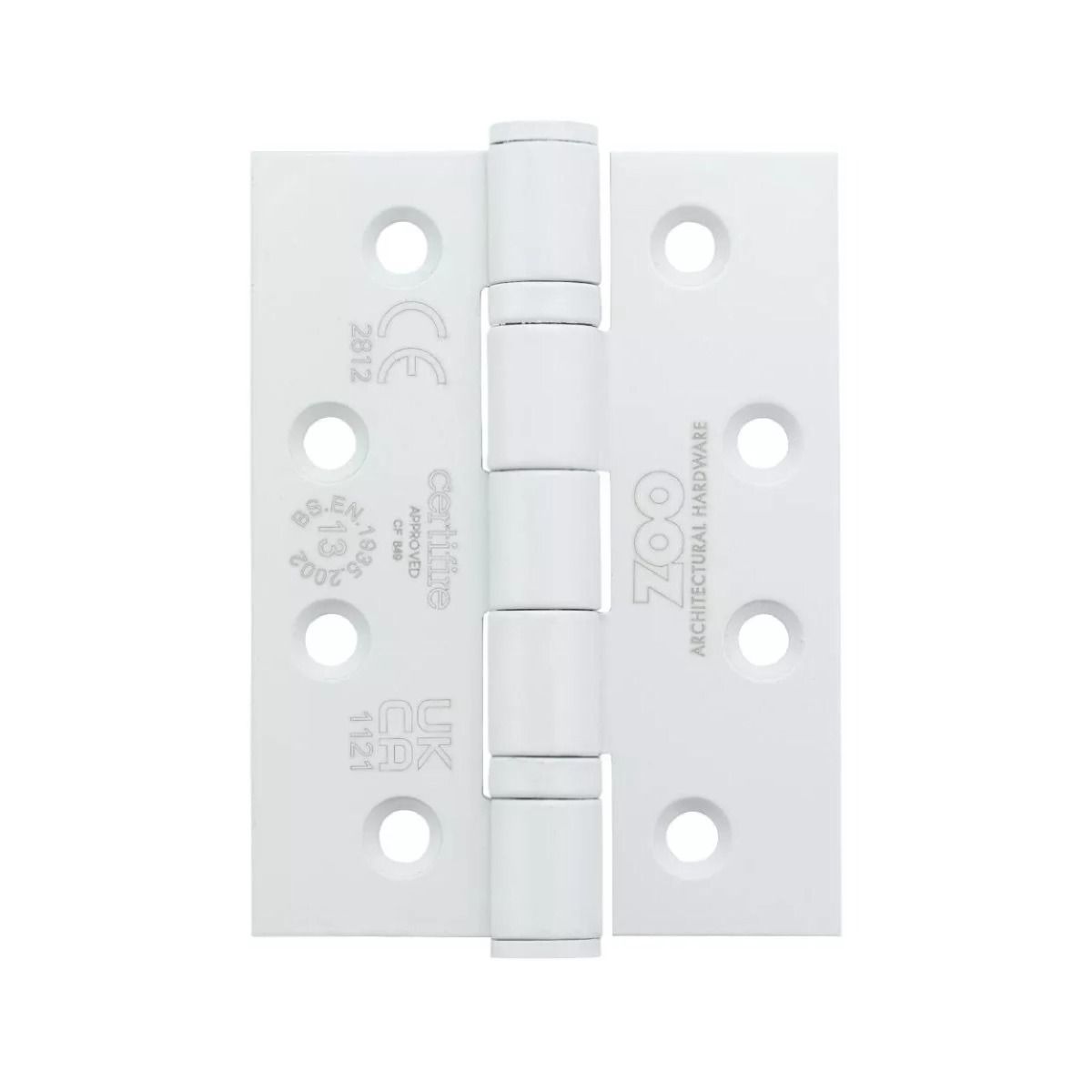 Zoo Hardware ZHSS243 Grade 13 Ball Bearing Hinge Stainless Steel - Grade 201 - 102 x 76 x 3mm Powder coat White