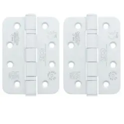 Zoo Hardware ZHSS243R-PCW Grade 13 Hinges - Ball Bearing 102mm x 76mm x 3mm Radius Corner - Matt White