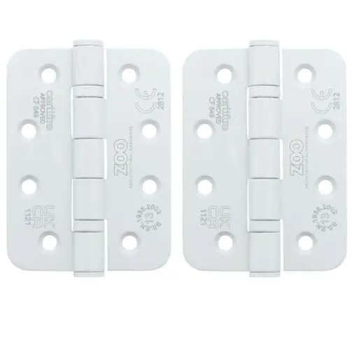 Zoo Hardware ZHSS243R-PCW Grade 13 Hinges - Ball Bearing 102mm x 76mm x 3mm Radius Corner - Matt White