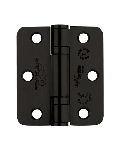 Zoo Hardware ZHSS7667R-PCB Grade 11 Hinges - Ball Bearing 76mm x 67mm x 2.5mm Radius Corner - Powder Coated Black