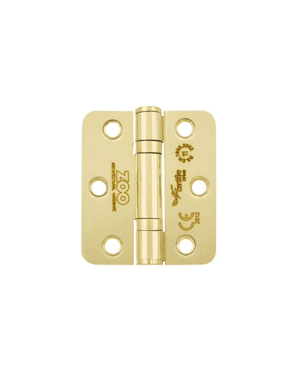 Zoo Hardware ZHSS7667S-PVDSB Grade 11 Hinges - Ball Bearing 76mm x 67mm x 2.5mm Square Corner -PVD Satin Brass