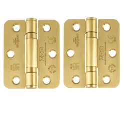 Zoo Hardware ZHSS7667R-PVDSB Grade 11 Hinges - Ball Bearing 76mm x 67mm x 2.5mm Radius Corner - PVD Satin Brass