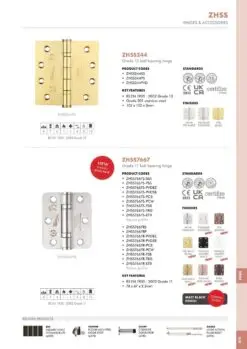 Zoo Hardware ZHSS7667S-MB Grade 11 Hinges - Ball Bearing 76mm x 67mm x 2.5mm Square Corner - Powder Coated Black