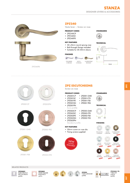 Zoo Hardware ZPZ002-FSB Escutcheon Standard Profile (50mm Dia.) Pvd Satin Brass