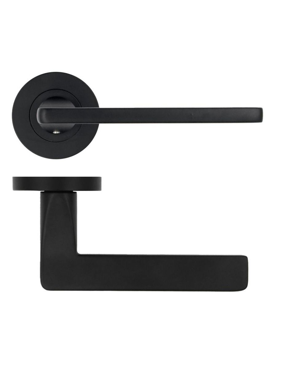 Zoo Hardware ZPA010-MB Leon Door Handle on Rose Black