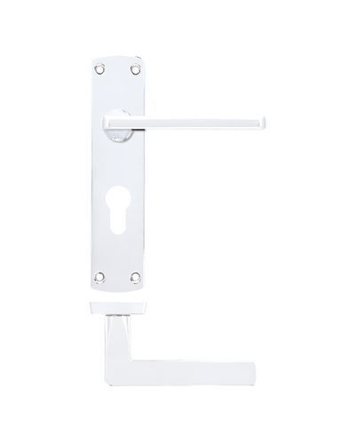 Zoo Hardware ZPA011EP-CP Leon Door Handle on Euro Backplate Polished Chrome