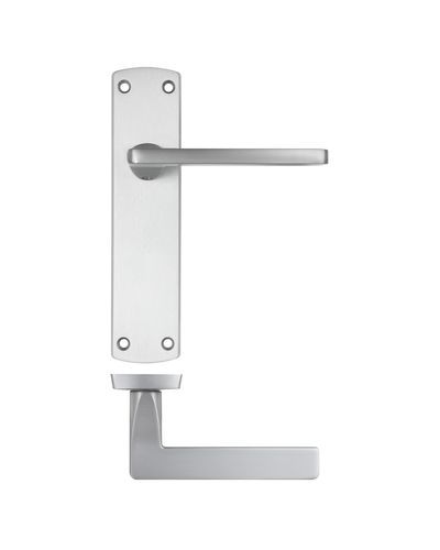 Zoo Hardware ZPA012-SC Leon Door Handle on Latch Backplate Satin Chrome