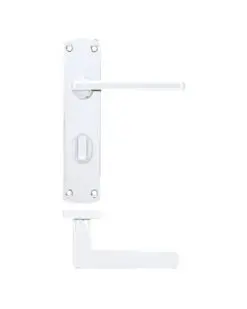 Zoo Hardware ZPA013-CP Leon Door Handle on Bathroom Backplate Polished Chrome