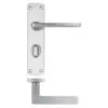 Zoo Hardware ZPA013-SC Leon Door Handle on Bathroom Backplate Satin Chrome