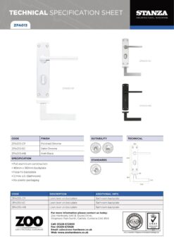 Zoo Hardware ZPA013-CP Leon Door Handle on Bathroom Backplate Polished Chrome