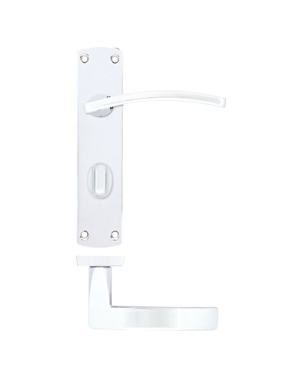 Zoo Hardware ZPA033-CP Toledo Door Handle on Bathroom Backplate Polished Chrome