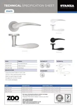 Zoo Hardware ZPA070-CP Merida Door Handle on Rose