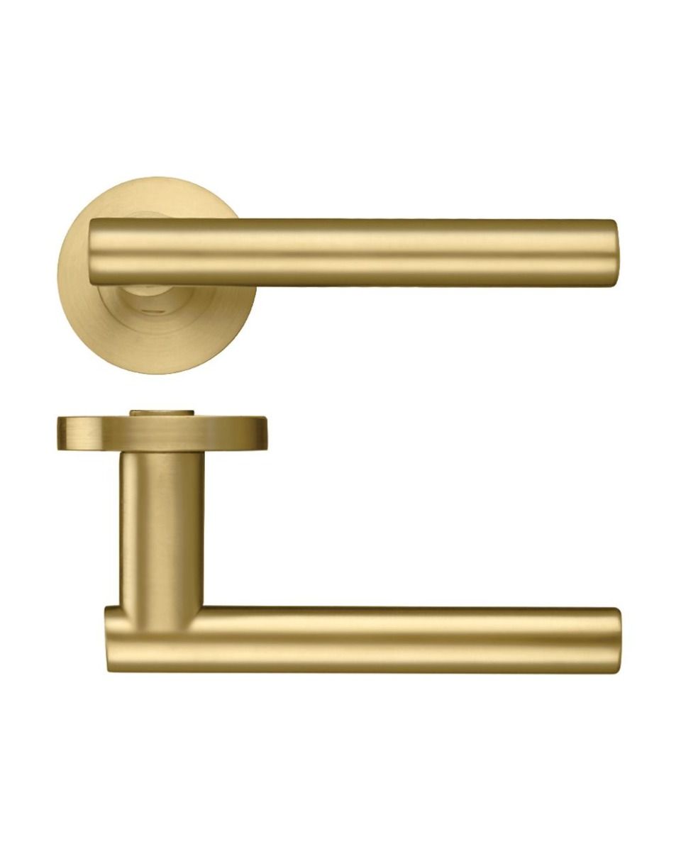 Zoo Hardware ZPZ090-FSB Lucca Door Handle - Screw On Rose Pvd Satin Brass