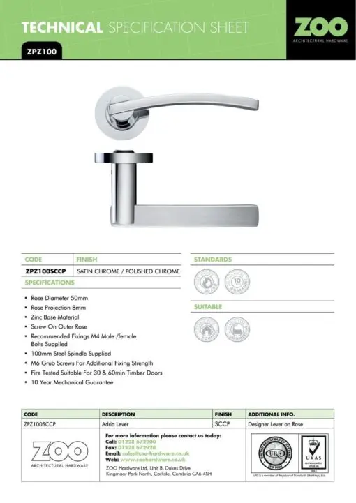 Zoo Hardware ZPZ100-ETB Adria Door Handle on Rround rose Pvd Bronze