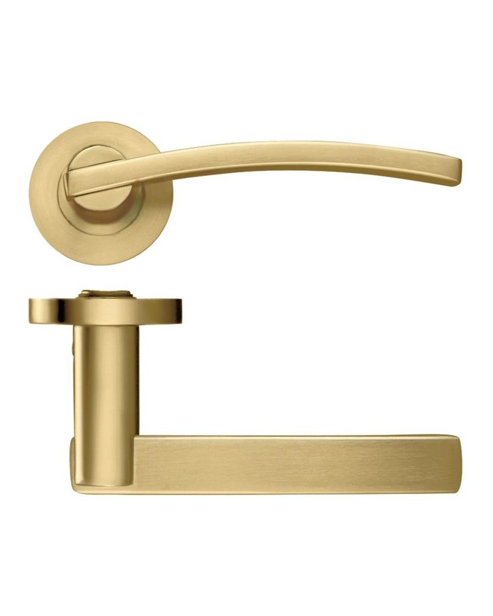 Zoo Hardware ZPZ100-FSB Adria Door Handle on round rose Pvd Satin Brass