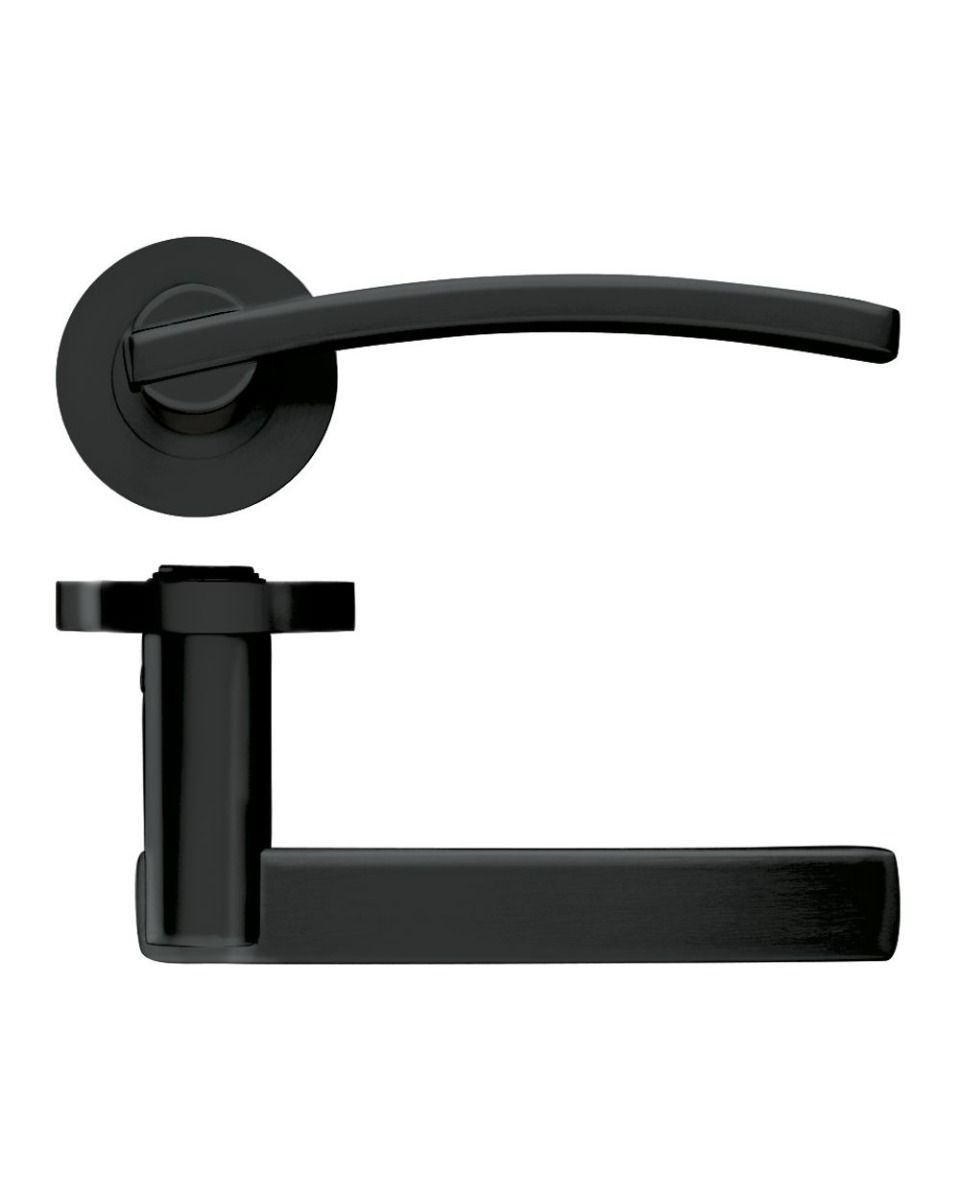 Zoo Hardware ZPZ100-OMB Adria Door Handle on round rose Matt Black