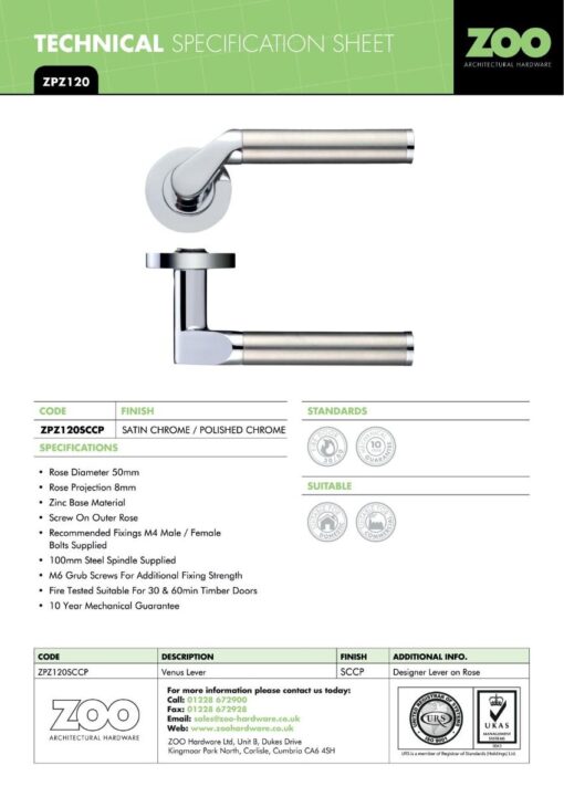 Zoo Hardware ZPZ120-OMB Venus Door Handle on round rose Matt Black