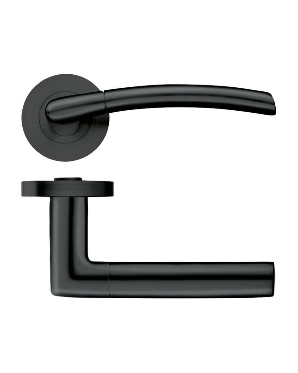 Zoo Hardware ZPZ140-OMB Olympus Door Handle on round rose Matt Black