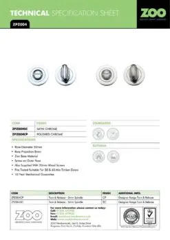 Zoo Hardware ZPZ004-ETB Turn and Release with Escutcheon (50mm Dia.) Pvd Bronze