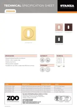 Zoo Hardware ZPZSQ002-ETB Square Escutcheon - Standard Keyway Pvd Bronze