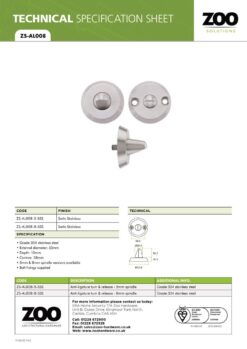 Zoo Hardware ZS-AL008-5-SSS Anti Ligature Turn & release Set -5mm Spindle - Satin St. Steel