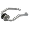 Zoo Hardware ZS-SSHF130-SSS Cranked Return To Door Door Handle on 53mm x 6.5mm Sprung Rose Satin Stainless Steel