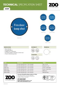 Zoo Hardware ZSS09-PVDBZ Signage - Fire Door Keep Shut - 76mm dia PVD Bronze