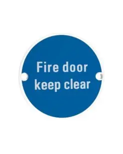 Zoo Hardware ZSS11-PCW Signage - Fire Door Keep Clear - 76mm dia Powder Coated Matt White