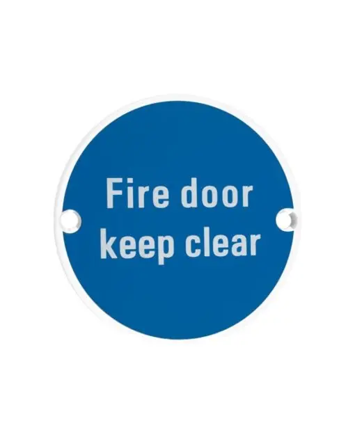 Zoo Hardware ZSS11-PCW Signage - Fire Door Keep Clear - 76mm dia Powder Coated Matt White